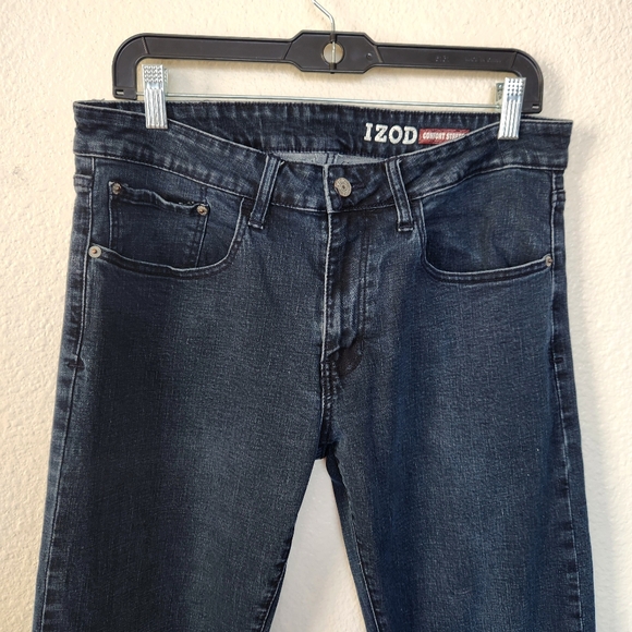 IZOD Men's Denim Jeans Dark Blue Comfort Stretch Straight Fit Size 34x34 - Picture 2 of 10